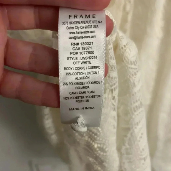 Frame Eyelet lace sleeves ruffle blouse top XL - Picture 7 of 8